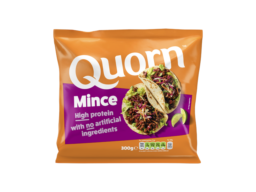 Förpackning för vegetarisk Quorn Färs-produkt med näringsinnehåll